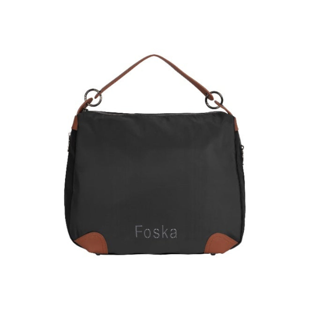 Foska Women's Wide Tote & Shoulder Bag - Fabric & PU Leather - 39x30 cm
