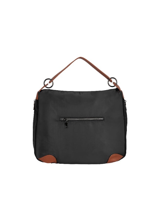Foska Women's Wide Tote & Shoulder Bag - Fabric & PU Leather - 39x30 cm