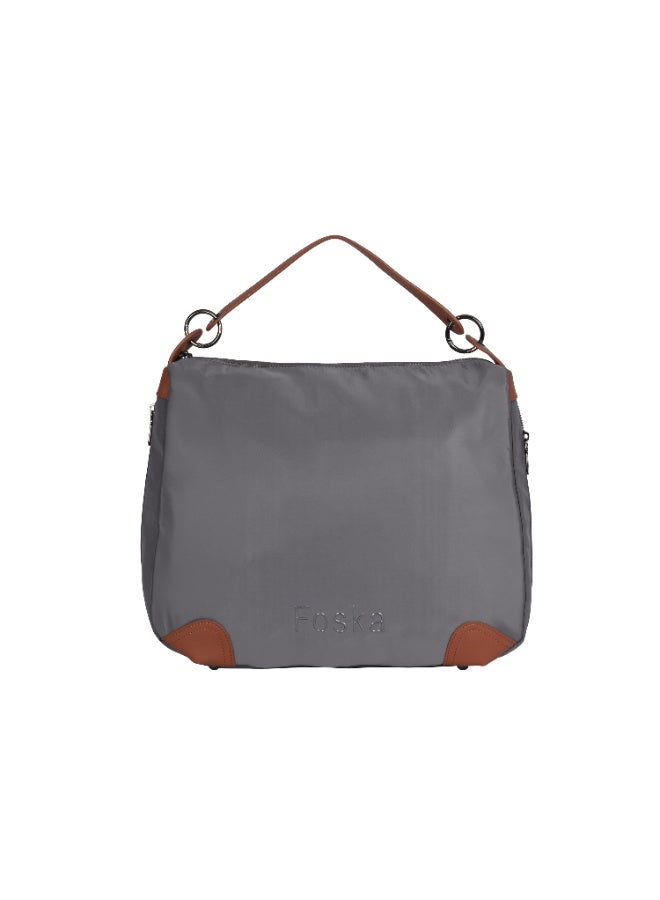 Foska Women's Wide Tote & Shoulder Bag - Fabric & PU Leather - 39x30 cm