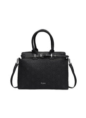 Foska Women’s Structured Shoulder Bag – Geometric Textured Design with Top Handles & Adjustable Strap – Taupe
