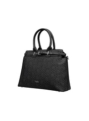 Foska Women’s Structured Shoulder Bag – Geometric Textured Design with Top Handles & Adjustable Strap – Taupe