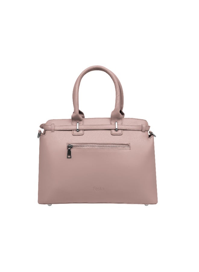 Foska Women’s Structured Shoulder Bag – Geometric Textured Design with Top Handles & Adjustable Strap – Taupe