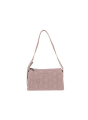 Foska Women's Structured Flap Shoulder Bag - Gold Clasp Top Handle - Light Pink - 28x18.5 cm