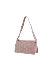 Foska Women's Structured Flap Shoulder Bag - Gold Clasp Top Handle - Light Pink - 28x18.5 cm