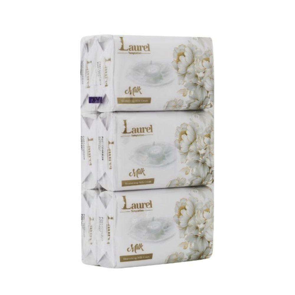 Laurel Temptation Beauty Body Milk Soap 6 x 120g – Nourishing & Moisturizing Bath Soap Bar with Fruity Floral Fragrance – Gentle Cleansing for Soft & Smooth Skin