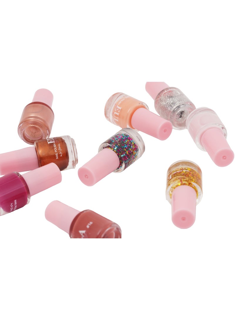 EULA Beauty Nail Polish Set – 10 Nude, Glitter, Neon & Classic Shades | Quick-Dry, Long-Lasting, High-Gloss Nail Colors | Non-Toxic Manicure & Pedicure Kit for Women