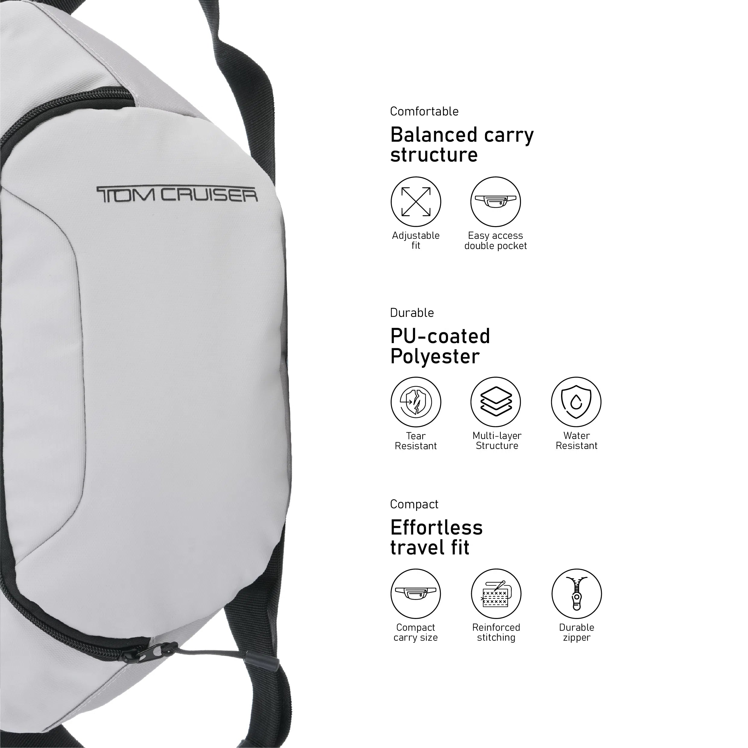 TOM CRUISER GRAND TOUR - SOFT EDITION WAIST BAG BLACK, LIGHT GREY, NAVY