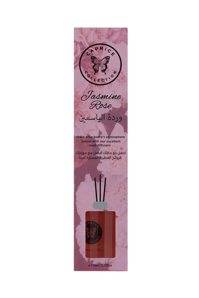 Reed Diffuser - Jasmine Rose Fragrance, Infused with Essential Oils, Long Lasting Fragrance Lasts Upto 5 Weeks, No Burn No Oil, Biodegradable, Room Freshener for Home, 5 Wooden Reeds