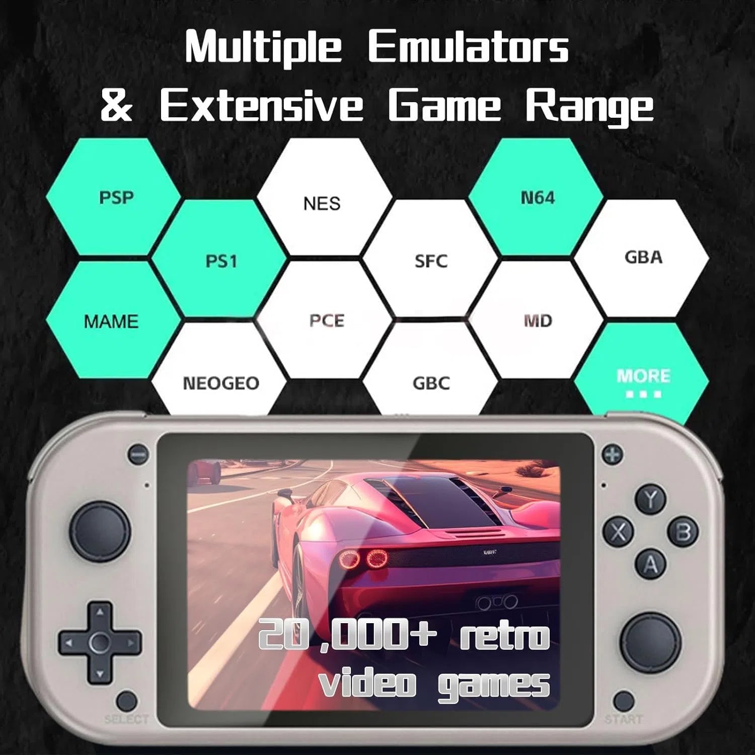 Anaqa M17 Retro Handheld Game Console with 20,000+ Classic Games, 4.3” LCD & 128GB Storage