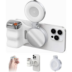 Magnetic 360° LED Phone Photography Grip with MagSafe‑Style Light & Rotating Clamp