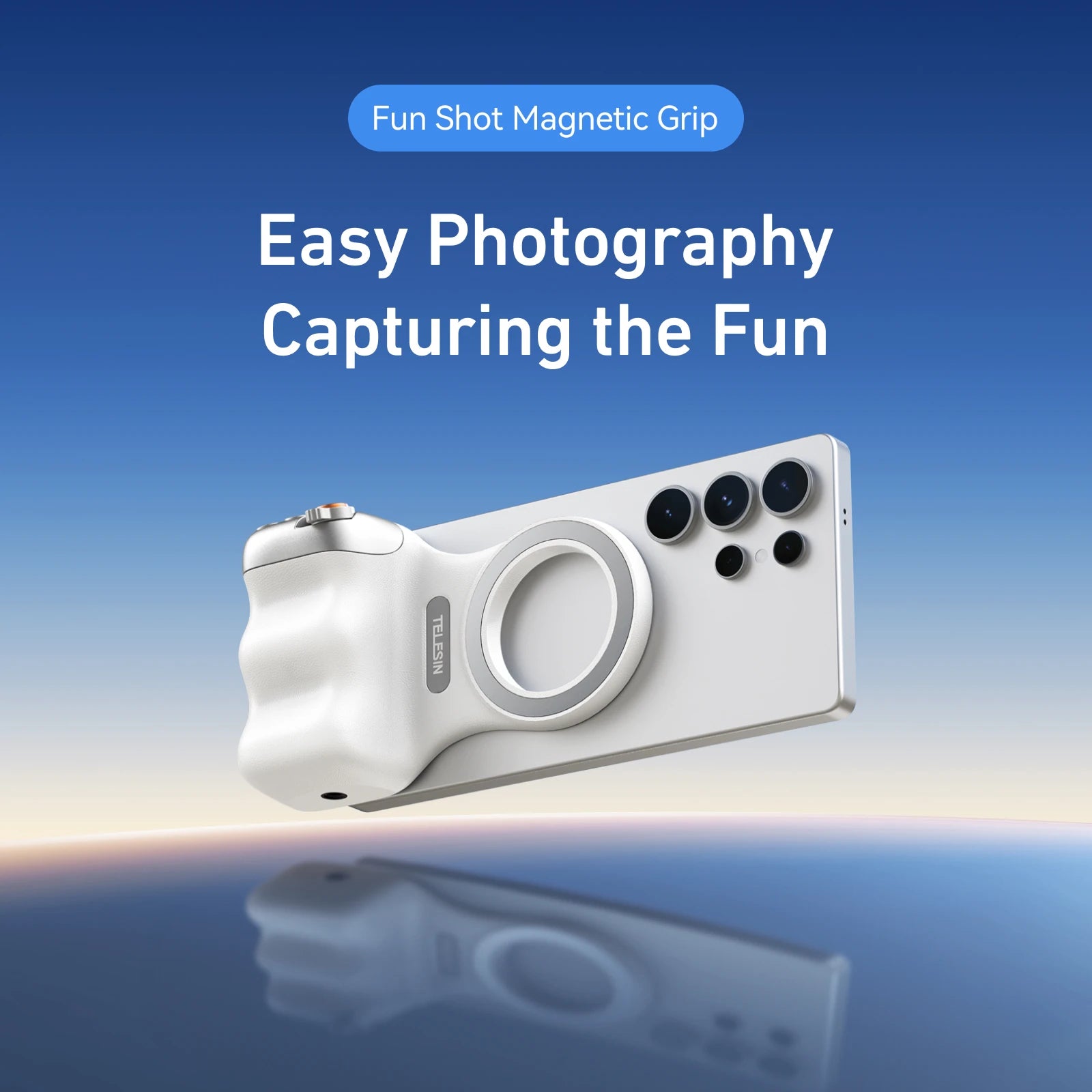 Magnetic 360° LED Phone Photography Grip with MagSafe‑Style Light & Rotating Clamp