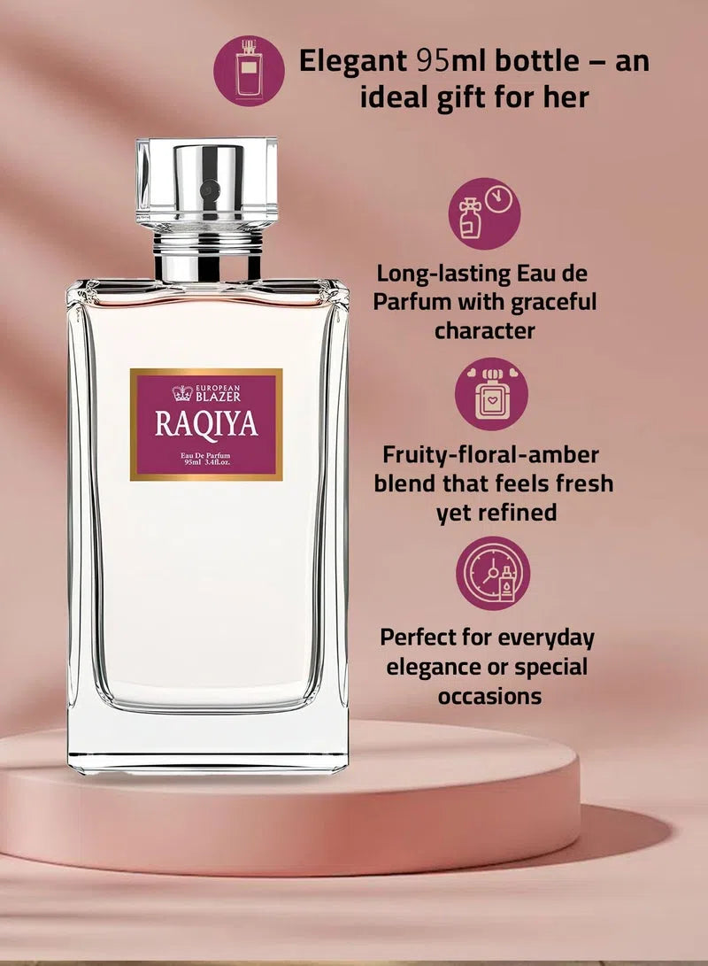 European Blazer Eau de Parfum for Women RAQIYA – 95ml | Fruity Floral Amber Perfume