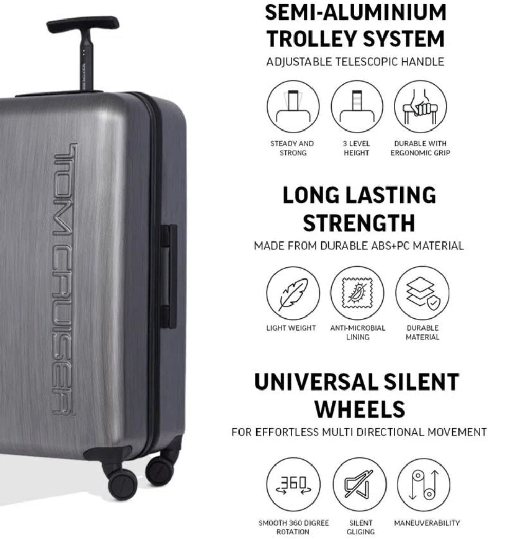 TOMCRUISER SPACE HARD TROLLEY 20,24,28 inch GRAY, BLACK, PURPLE