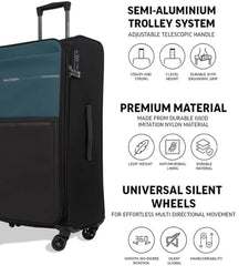 TOMCRUISER LEGACY SOFT LUGGAGE TROLLEY GREEN (20", 24", 28")