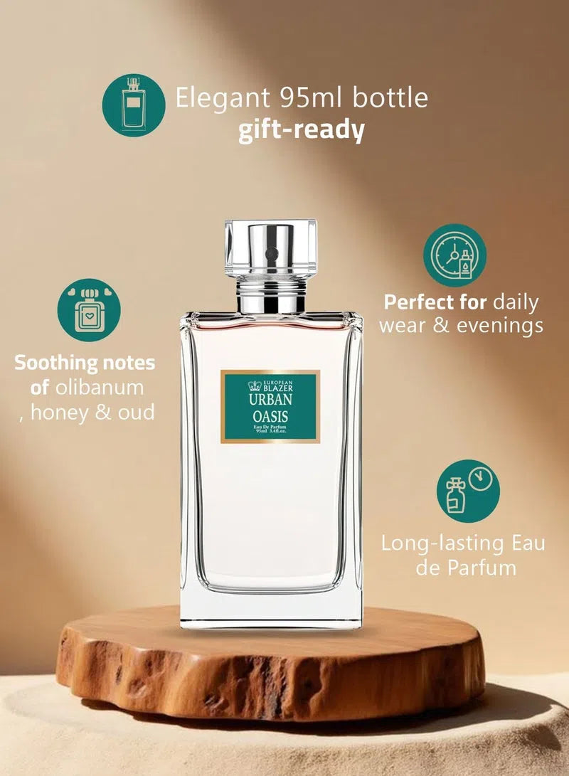 European Blazer Urban Oasis Eau de Parfum for Women – 95ml | Floral Oud Honey Fragrance