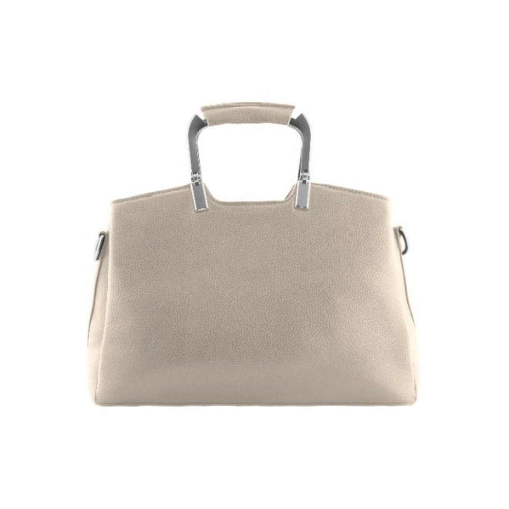 Foska Women's Handbag & Shoulder Bag - Geometric Design, Metal Handle - Blue - Black - Beige - 30x21.5 cm
