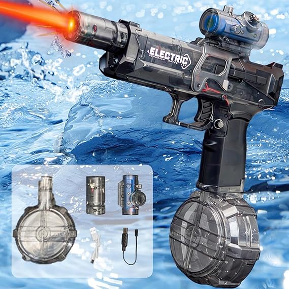 Electric Water Gun for Kidz with Muzzle Flash,Ultimate Battle Blaster Water Pistol,28-32 FT, Powerful High Powered Automatic Squirt Gun Fully Auto Water Blaster,Toy Game for Adult&Kid