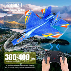 SU-27 RC Airplane,2.4GHz 2 Channel Remote Control Plane with Gyro Night Lights and 1 Batteries