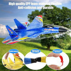 SU-27 RC Airplane,2.4GHz 2 Channel Remote Control Plane with Gyro Night Lights and 1 Batteries