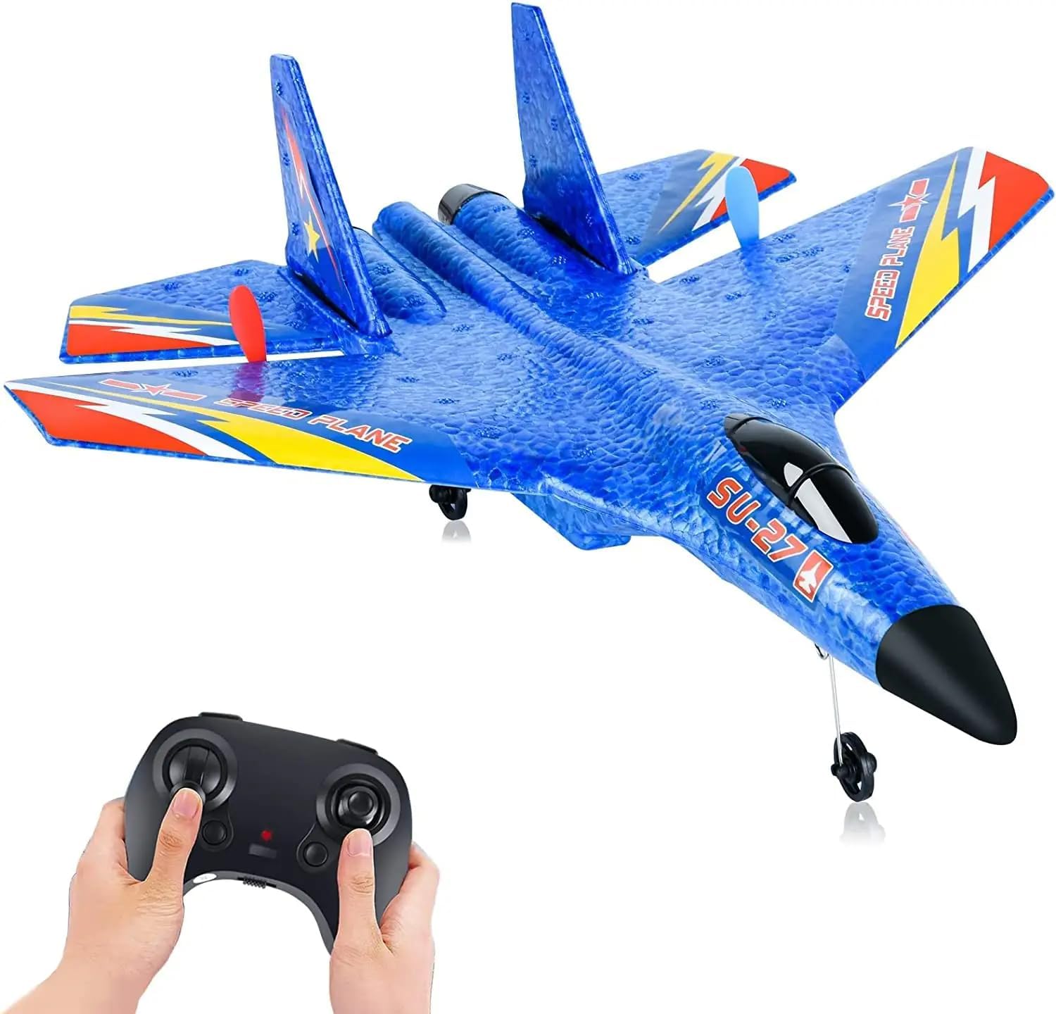 SU-27 RC Airplane,2.4GHz 2 Channel Remote Control Plane with Gyro Night Lights and 1 Batteries